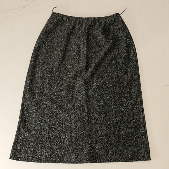 Silver Lame on Black Vintage Skirt & Top 70s 80's Metallic Knit Fun & USA Made - Picture 3 of 8